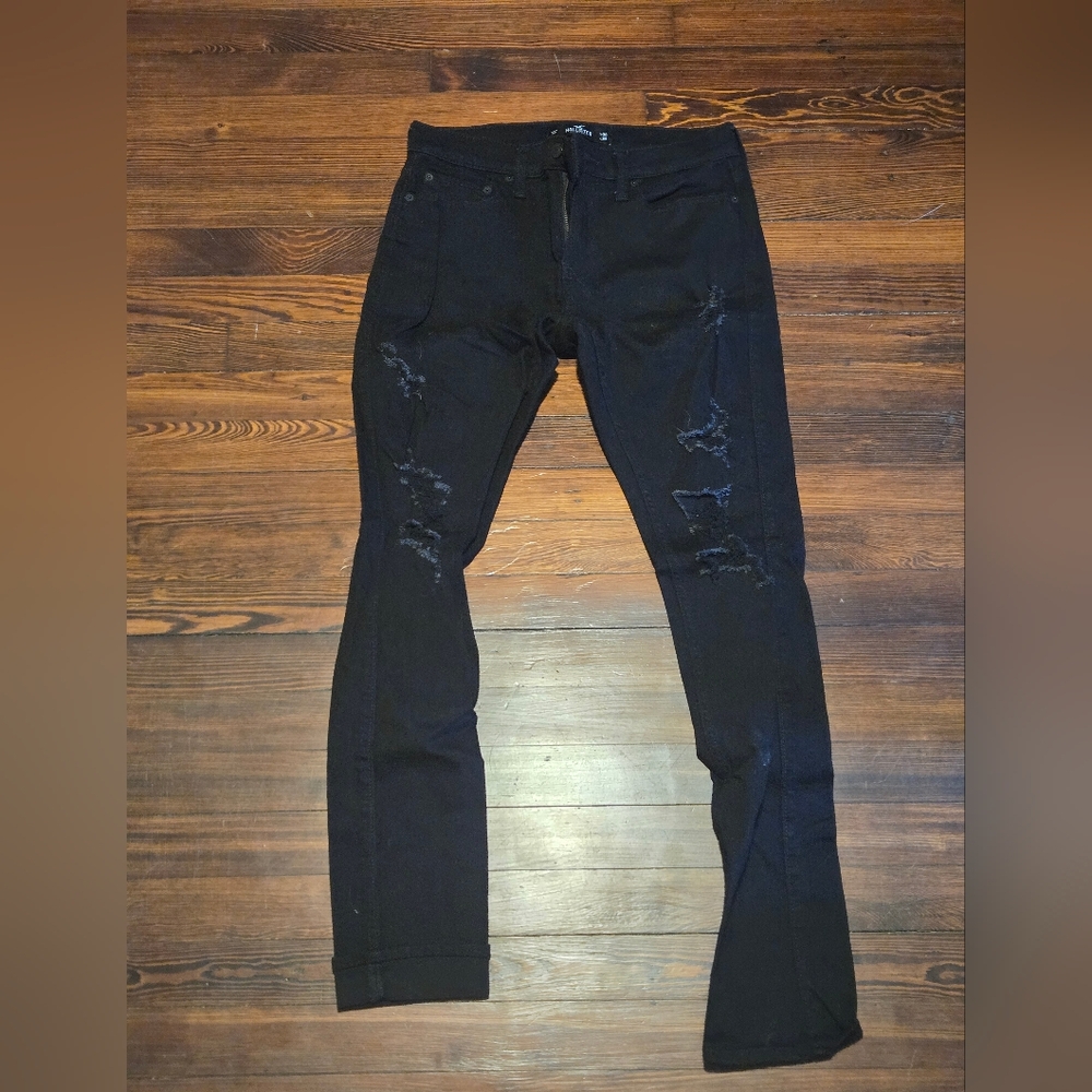 Hollister Men's Black Skinny Distressed Jeans